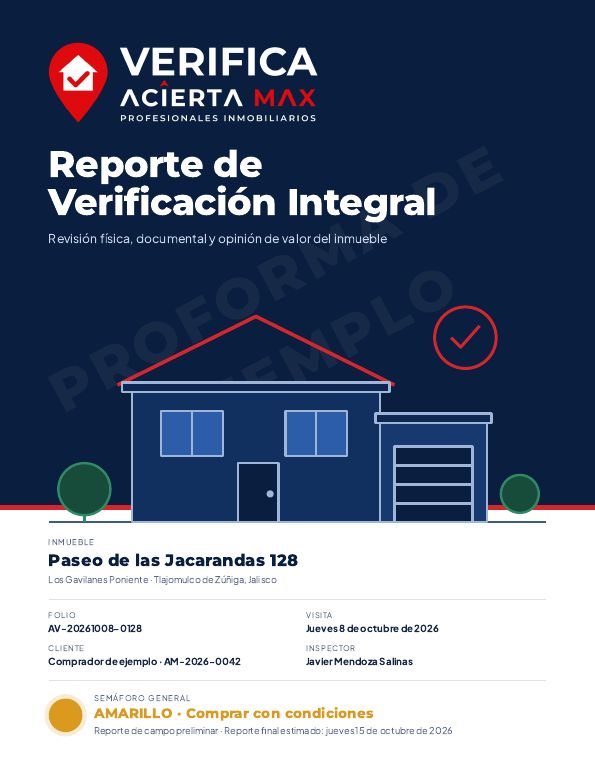 Portada del reporte de muestra de Acierta Verifica